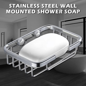 Professional Soap Dishes Stainless Steel Wall-Mounted <b>Shower</b> Soap Holder Fashion Bathroom <b>Storage</b> Box Container Top Good Quality - Product Image 2
