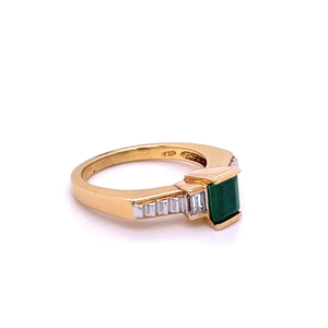 Emerald Cut Lab Created Diamond Vintage IGI Certified 18K Gold Plated Bezel Setting Classic Women's Engagement Ring Daily Wear - Product Image 2