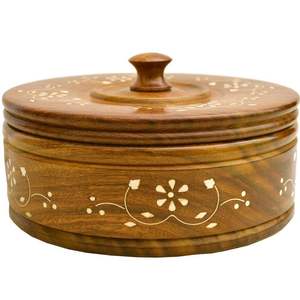 Caja para Roti de Madera de Mango con Diseño Floral Pintado a Mano, Tradicional Cazuela India para Chapati, para Mantener la Frescura, a Precios Accesibles - Product Image 2