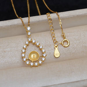 Collier avec pendentif creux en forme de perle 9-10 avec chaîne 4474, accessoires de bricolage en forme de goutte, trouvailles et composants de bijoux - Product Image 3