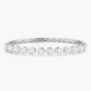Round Cut Lab Grown Diamond Tennis Bangle Bezel Set 56 x 46mm 6.25 Length <b>Cuff</b> <b>Bracelet</b> Wholesale 14k 18k Solid Gold Manufacture - Product Image 4