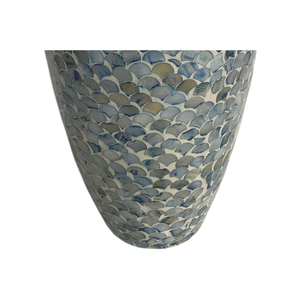 Vase artisanal moderne bleu avec incrustation de coquillages en provenance du Vietnam - Product Image 3
