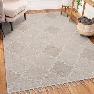 Set di Tappeti LOOM and LUXE Collection 8X10 Crema/Trellis per Interni/Esterni - Product Image 1