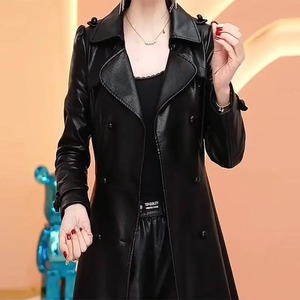 Manteaux longs classiques en peau de mouton pour femmes, vestes en cuir véritable de haute qualité pour femmes, manteau en cuir de vachette pour l'hiver, vente en gros - Product Image 2