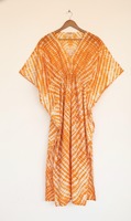 Robe longue bohème d'été pour femme, style kaftan, col en V, 100% coton, lavable, respirante, faite à la main, tie-dye traditionnel, écologique, décontractée