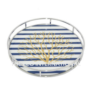 Plateau en marbre de forme ovale, design créatif avec poignées latérales en métal, nouveau design attrayant, prix compétitif - Product Image 6