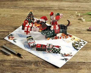 Carte de vœux 3D pop-up personnalisée pour chien teckel, pour les amoureux des animaux et les cadeaux de Noël - Product Image 3