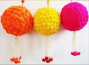 Boule de souci artificielle en soie/Genda Ball de 10 pouces, faite à la main, pour la décoration de Noël et du Nouvel An chinois - Product Image 3