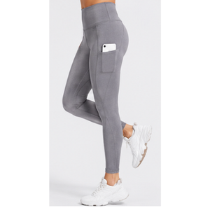 Pantalon de yoga sans couture extensible dans quatre directions en matière durable pour femme, coupe ajustée, longueur intégrale, avec poche pour téléphone et effet ventre plat - Product Image 3