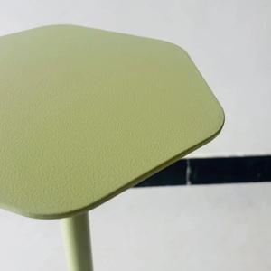 Sleek Cast Aluminum Bar <b>Table</b> Hexagon Top Slim Pedestal Stable Base <b>Matte</b> Finish Compact Design Contemporary Accent Piece - Product Image 2