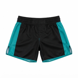 Women's Athletic <b>Shorts</b> Color Blocked Purple <b>Lime</b> <b>Green</b> Moisture Wicking Four-Way Stretch Breathable 100% Polyester MMA Fight - Product Image 3
