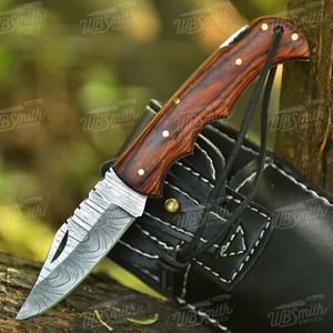 Cuchillo Plegable de Cobre Damasco Hecho a Mano con Mango de Madera de Palisandro, Cuchillo de Bolsillo para Camping, Personalizado para OEM - Product Image 3