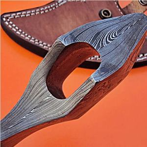 Hacha Tomahawk Jexmoo de Acero de Damasco con Patrón Trenzado, Hecha a Mano, de Grado Industrial, con Funda de Cuero, Regalo para Papá, para Actividades al Aire Libre - Product Image 2