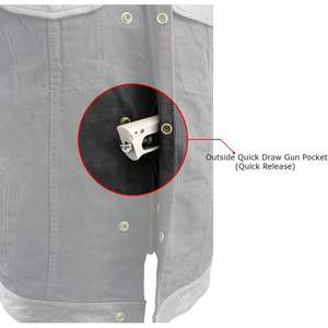 Gilet en cuir noir pour homme MDM3011 2025, 'fermeture éclair cachée', lacets latéraux, gilet de motard en denim avec garniture en cuir - Product Image 6