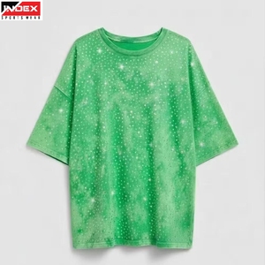 เสื้อยืดผู้ชายประดับเพชรแบบหรูหรา สั่งซื้อจำนวนมากจากสหรัฐอเมริกา เสื้อผ้าแฟชั่นสตรีทแวร์ พิมพ์ลายด้านหน้าและด้านหลัง ผ้าฝ้ายพรีเมียม - Product Image 1