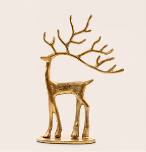 Modern Gold Metal Reindeer Sculpture Handcrafted Aluminum Deer Figurine With Large Antlers For Luxury <b>Christmas</b> Home Decoration - Product Image 1