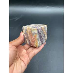 Cube de calcite violette naturelle 3-5 cm, pierre polie à bandes, cristal décoratif pour la décoration intérieure - Product Image 3