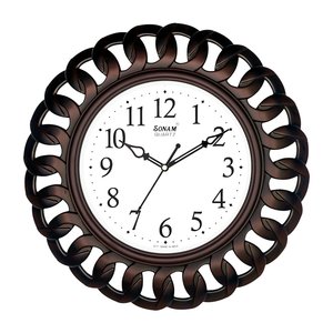 European Vintage Style Round Wall <b>Clock</b> - 3D Interlocking Chain Frame Bronze Finish - Sonam Quartz Silent <b>Movement</b> Decorative Ti - Product Image 1