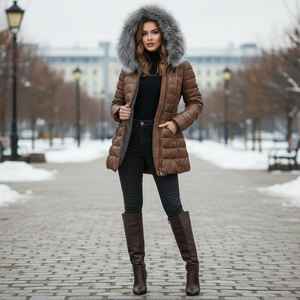 Chaqueta Acolchada de Piel de Oveja Genuina para Mujer, Abrigo de Invierno Ecológico para Uso Casual - Product Image 4