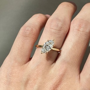 Anillo de Compromiso con Diamante Cultivado en Laboratorio, Corte Marquise, 3 CT, Certificado IGI, Anillo Solitario Marquise, Oro - Product Image 2