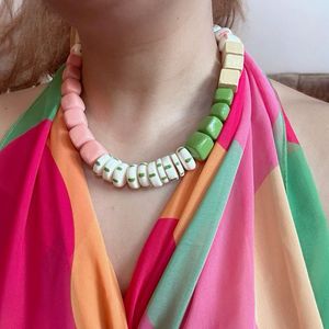 <b>Resin</b> Beaded Necklace With Brown Cord And Colorful Round Beads Fashion Jewelry For Women <b>Resin</b> <b>Crafts</b> - Product Image 6