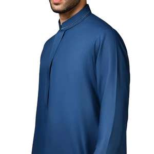 Nouvelle Jubbah Marocaine Élégante à Manches Courtes Brodé pour Hommes, Thobe Arabe, Kaftan, Robe en Polyester, Abaya d'Été pour Adultes - Product Image 6