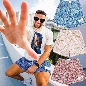 Pantalones Cortos de Malla para Hombre de Alta Calidad con Estampado de Leopardo y Técnicas Bordadas, Estilo Chino, Diseño Personalizado, Entrepierna de 5 Pulgadas - Product Image 4