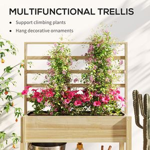 Classic Wooden Raised Garden Bed Trellis Storage Shelf Outdoor Planter Box for <b>Vegetables</b> Flowers Herbs-Includes Watering <b>Pot</b> - Product Image 4