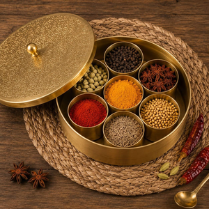 Caja de Especias Masala Box, Contenedor de Almacenamiento de Especias para Cocina, Organizador de Especias Indias con Compartimentos, Caja de Almacenamiento Tradicional para Cocina - Product Image 5