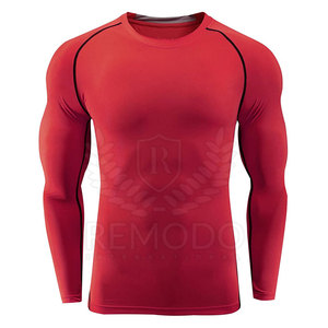 Workout Round Neck <b>Men</b> Full Sleeve <b>Compression</b> <b>Shirt</b> For Running Breathable Polyester Fiber Training Gear OEM Custom Design - Product Image 1