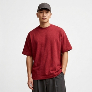 T-shirt de sport décontracté pour homme, coupe ample, col rond, en mélange de coton, couleur unie, style baggy, collection été 2026 - Product Image 6