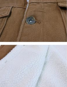 Men's Lapel Sherpa <b>Fleece</b> <b>Lined</b> Thicken Denim Jean Trucker <b>Jacket</b> Coats - Product Image 4
