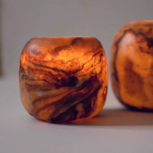 Porte-bougie en pierre d'albâtre lisse, élégant, artisanal, décoratif, centre de table pour la maison - Product Image 1