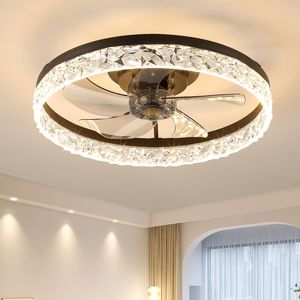 Ventilateur de plafond moderne à profil bas de 20 pouces avec télécommande, lumière LED à intensité variable, 5 pales, 220V, montage encastré - Product Image 1