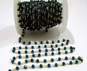 Chaîne de chapelet en perles d'apatite néon facettées rondes de 3-4 mm, perles d'apatite hydroquartz - Product Image 2