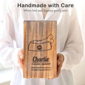 Wooden Funeral Urn with Custom Name Engraving Handmade Hardwood Cremation Urn by AYAANS - Product Image 2
