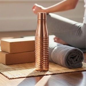 Industry Trending Copper Water Bottle With Lid Portable Travel Drinkware Oriental Design Pattern Decorative Surface - Product Image 4