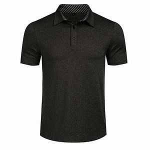 Polo de golf pour homme, coupe ajustée, couleur noire, séchage rapide, manches courtes, idéal pour l'été. - Product Image 2
