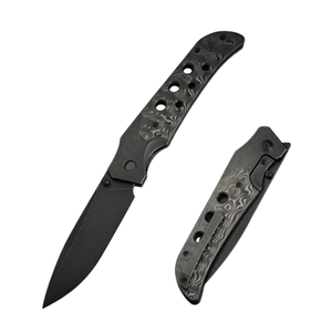 Cuchillos Plegables con Mango de Acero Inoxidable Negro, Diseño de Hoja Plegable Portátil para Acampar, Hacer Senderismo y Uso Diario - Product Image 1