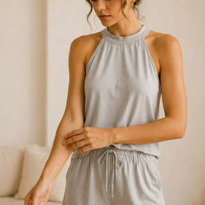Ensemble de vêtements de détente pour femmes en tricot 95% Tencel 5% Spandex, pyjamas respirants pour femmes, vêtements de détente pour dormir - Product Image 4