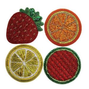 Vintage Inspired Hand <b>Beaded</b> Cup <b>Coasters</b> Modern Home Accent Table Protection for Wedding Decor Colorful Mats & Pads - Product Image 6