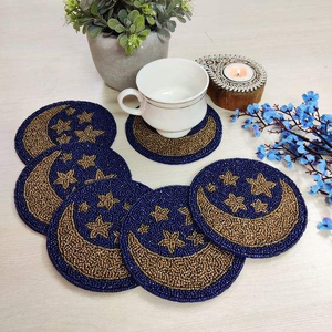 Handmade Eco-Friendly Luxury Customizable Seed <b>Bead</b> & Cotton Table Decor <b>Coasters</b> - Product Image 1