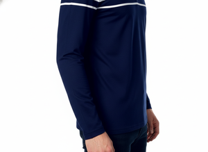 High Quality Men's Contrast Stripe Long Sleeve Polo - Casual Button Collar Autumn Winter Top - Product Image 3