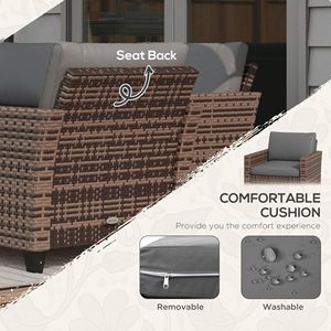 Set Divano da Esterno in Rattan PE a 5 Pezzi con Poltrone e Poggiapiedi, Marrone Misto - Product Image 5