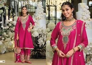 Ensemble Salwar en Chinon lourd de créateur avec broderies riches – Tenue traditionnelle tendance pour femmes, idéale pour les occasions spéciales - Product Image 3