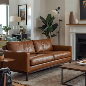 Genuine <b>Leather</b> Living Room Furniture Sofa for Apartments Waiting Rooms Small Spaces Comfortable Seating for Modern Home Sofa - Product Image 4