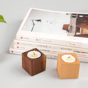 Portavelas Cuadrados de Madera de Haya Rústica para Velas de Té - Product Image 4