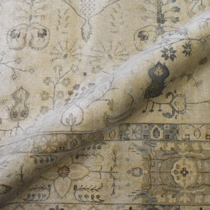 Tapis d'appoint en pure laine noué à la main, gris neutre, motif floral oriental, pour salon moderne - Product Image 4