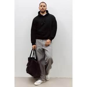 Dernier style – Sweat à capuche pour homme en molleton 100 % coton, tricoté, uni, grande taille, coupe ample, épaules tombantes, manches longues - Product Image 6