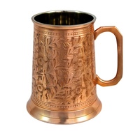 Chope à bière en cuivre artisanale de luxe, design moderne, style vintage, écologique, taille personnalisée, fabricant et exportateur pour les fêtes